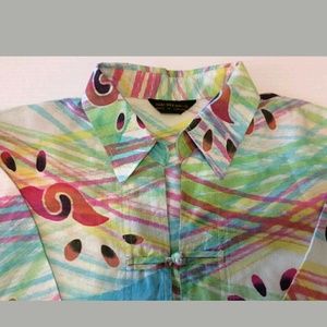 THAI Silk 100% Tunic Blouse Wmn Asian multicolored